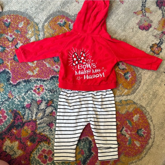 🌟3/$20🌟 Disney Red Minnie Mouse zipper hoodie 🎀Bows make me Happy+carters pants - Picture 2 of 7